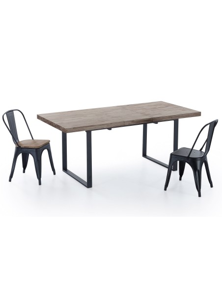 Mesa Comedor Extensible Natural 140 - 180 X 80 Cm Roble American / Negro