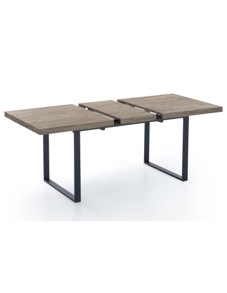 Mesa Comedor Extensible Natural 140 - 180 X 80 Cm Roble American / Negro