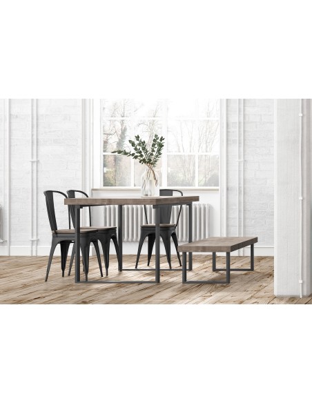 Mesa Comedor Extensible Natural 140 - 180 X 80 Cm Roble American / Negro