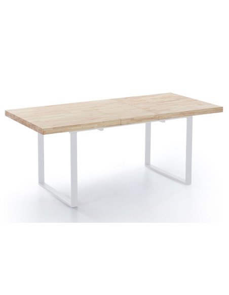 Mesa Comedor Extensible Natural 140 - 180 X 80 Cm Roble Nordish / Blanco