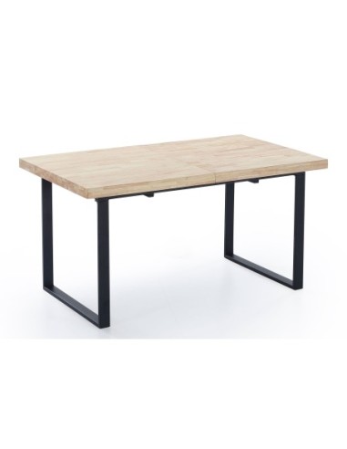 Mesa Comedor Extensible Natural 140 - 180 X 80 Cm Roble Nordish / Negro