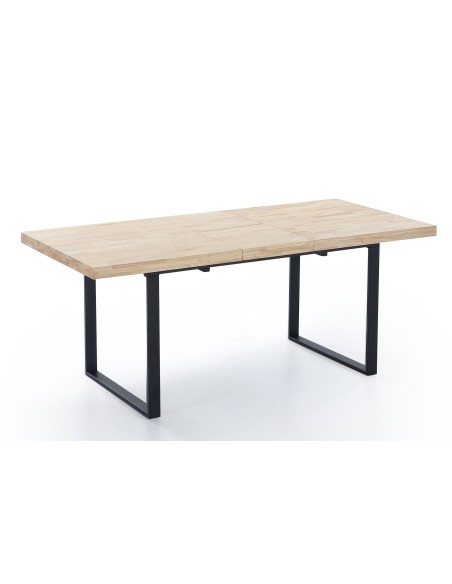 Mesa Comedor Extensible Natural 140 - 180 X 80 Cm Roble Nordish / Negro