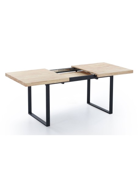 Mesa Comedor Extensible Natural 140 - 180 X 80 Cm Roble Nordish / Negro