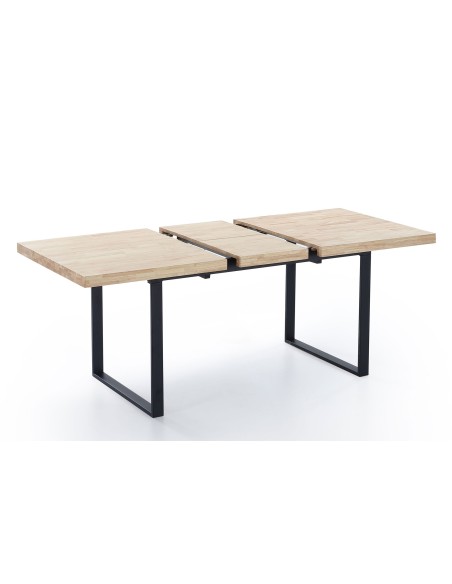 Mesa Comedor Extensible Natural 140 - 180 X 80 Cm Roble Nordish / Negro