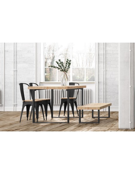 Mesa Comedor Extensible Natural 140 - 180 X 80 Cm Roble Nordish / Negro