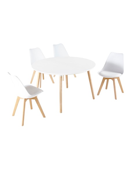 Mesa Comedor Extensible Nordika 100 - 140 - 180 Cm Blanco / Haya
