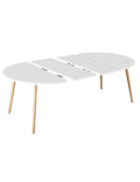 Mesa Comedor Extensible Nordika 100 - 140 - 180 Cm Blanco / Haya
