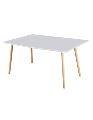 Mesa Comedor Extensible Nordika 140 - 180 - 220 X 80 Cm Blanco / Haya