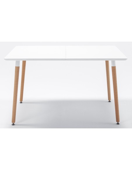 Mesa Comedor Extensible Nordika 140 - 180 - 220 X 80 Cm Blanco / Haya