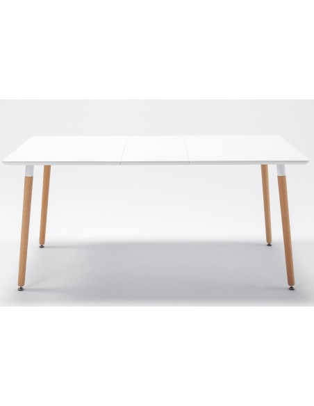 Mesa Comedor Extensible Nordika 140 - 180 - 220 X 80 Cm Blanco / Haya