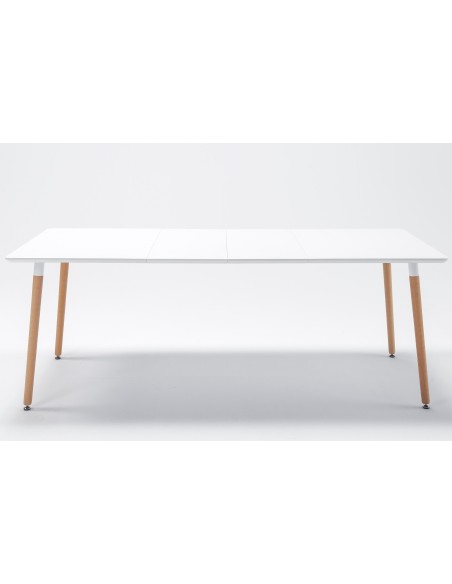 Mesa Comedor Extensible Nordika 140 - 180 - 220 X 80 Cm Blanco / Haya