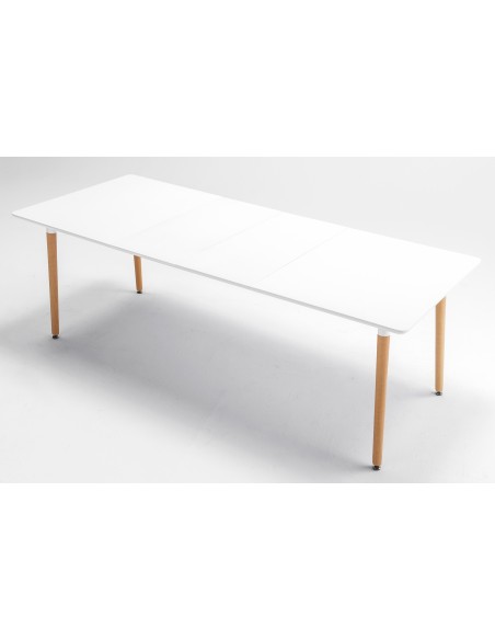 Mesa Comedor Extensible Nordika 140 - 180 - 220 X 80 Cm Blanco / Haya