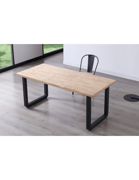 Mesa Comedor Extensible Roma 140 - 180 - 220 X 80 Cm  Roble Nordish / Negro