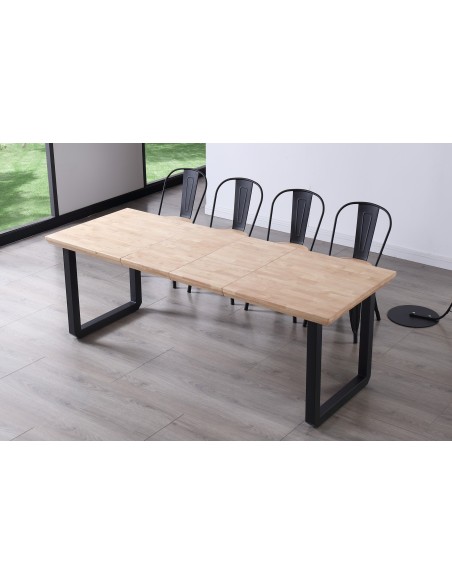 Mesa Comedor Extensible Roma 140 - 180 - 220 X 80 Cm  Roble Nordish / Negro