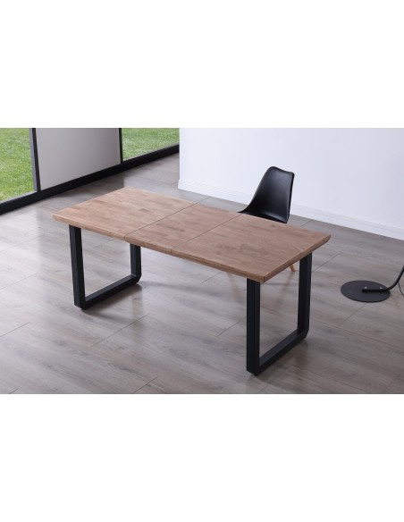 Mesa Comedor Extensible Roma 140 - 180 - 220 X 80 Cm Roble Honey / Negro