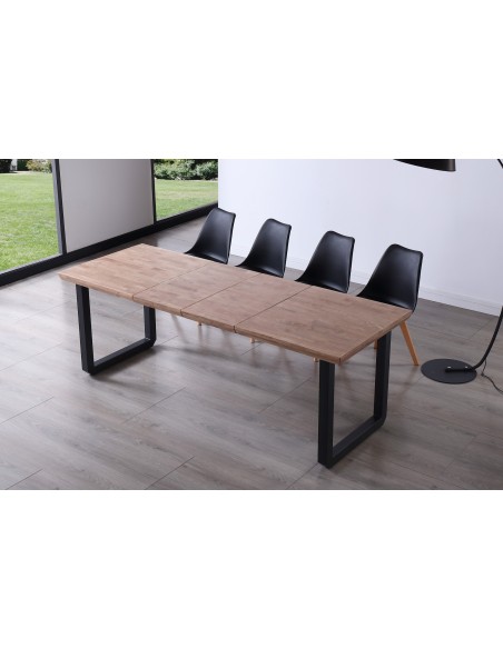 Mesa Comedor Extensible Roma 140 - 180 - 220 X 80 Cm Roble Honey / Negro