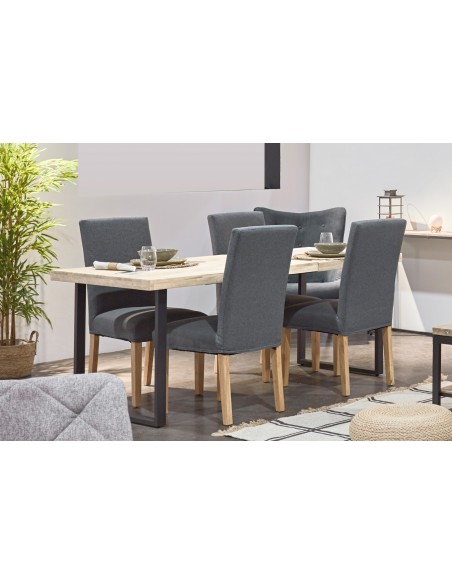 Mesa Comedor Extensible Steve 140 - 180 X 80 Cm  Roble Nordish / Negro