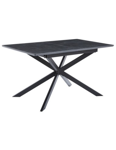 Mesa Comedor Extensible Vulcano 140 - 180 X 80 Cm Ceramic Negro / Negro