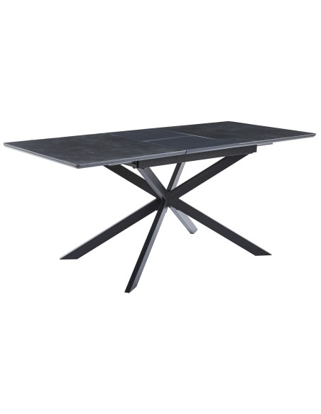 Mesa Comedor Extensible Vulcano 140 - 180 X 80 Cm Ceramic Negro / Negro