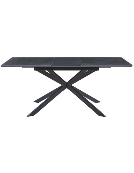 Mesa Comedor Extensible Vulcano 140 - 180 X 80 Cm Ceramic Negro / Negro