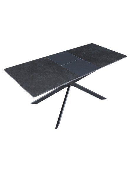 Mesa Comedor Extensible Vulcano 140 - 180 X 80 Cm Ceramic Negro / Negro