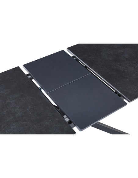 Mesa Comedor Extensible Vulcano 140 - 180 X 80 Cm Ceramic Negro / Negro