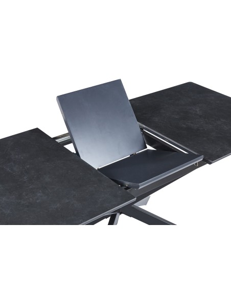 Mesa Comedor Extensible Vulcano 140 - 180 X 80 Cm Ceramic Negro / Negro