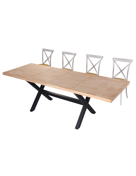 Mesa Comedor Extensible X-Loft 140 - 180 - 220 X 90 Cm  Roble Nordish / Negro