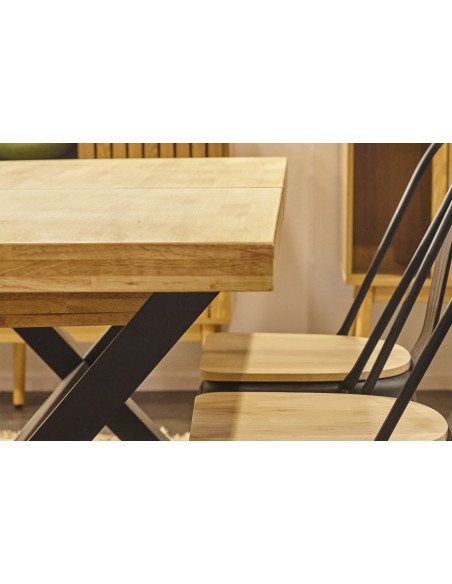 Mesa Comedor Extensible X-Loft 140 - 180 - 220 X 90 Cm  Roble Nordish / Negro