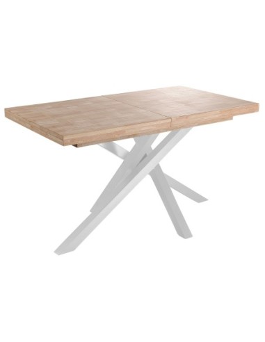 Mesa Comedor Extensible Xena 140 - 180 - 220 X 90 Cm  Roble Nordish / Blanco