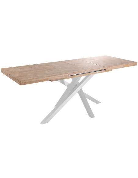 Mesa Comedor Extensible Xena 140 - 180 - 220 X 90 Cm  Roble Nordish / Blanco