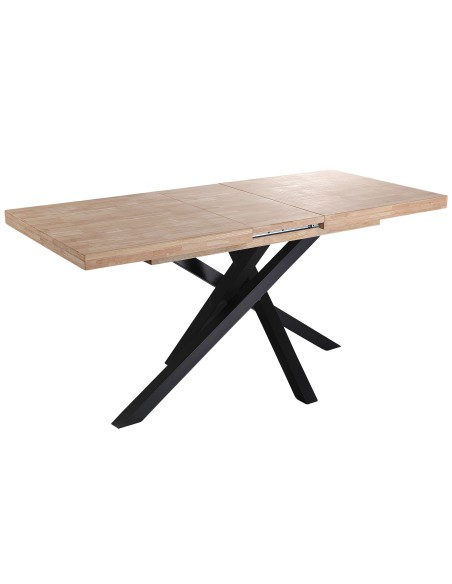 Mesa Comedor Extensible Xena 140 - 180 - 220 X 90 Cm  Roble Nordish / Negro