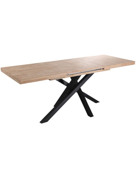 Mesa Comedor Extensible Xena 140 - 180 - 220 X 90 Cm  Roble Nordish / Negro