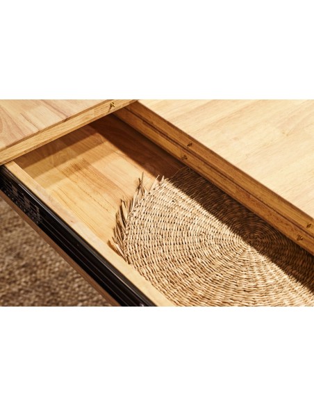 Mesa Comedor Extensible Xena 140 - 180 - 220 X 90 Cm  Roble Nordish / Negro