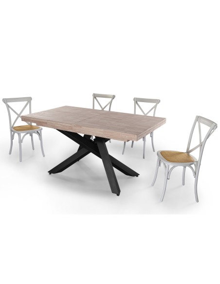 Mesa Comedor Extensible Xena 160 - 200 - 240 X 90 Cm  Roble Honey / Negro