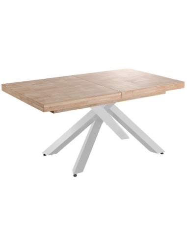 Mesa Comedor Extensible Xena 160 - 200 - 240 X 90 Cm  Roble Nordish / Blanco