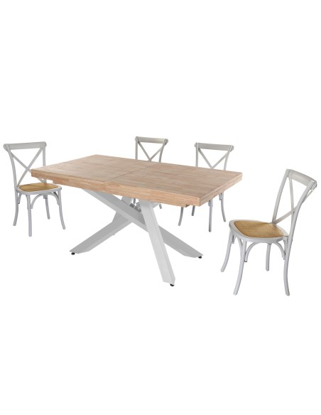 Mesa Comedor Extensible Xena 160 - 200 - 240 X 90 Cm  Roble Nordish / Blanco