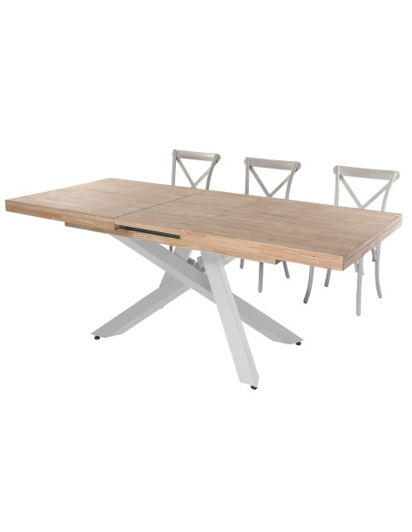 Mesa Comedor Extensible Xena 160 - 200 - 240 X 90 Cm  Roble Nordish / Blanco