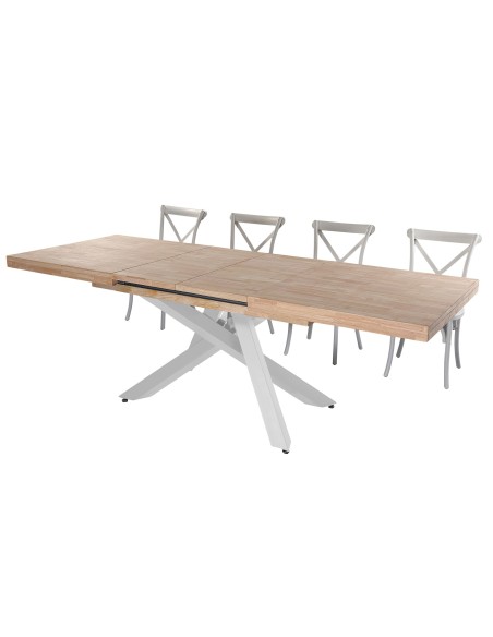 Mesa Comedor Extensible Xena 160 - 200 - 240 X 90 Cm  Roble Nordish / Blanco
