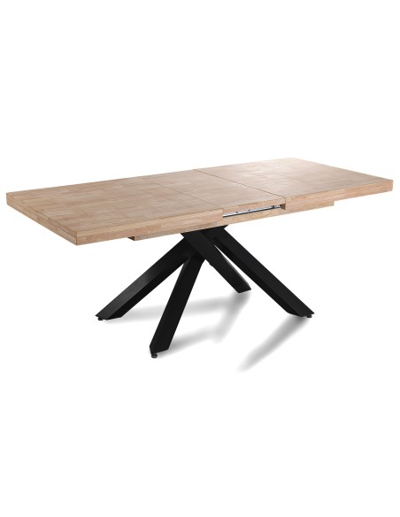 Mesa Comedor Extensible Xena 160 - 200 - 240 X 90 Cm  Roble Nordish / Negro