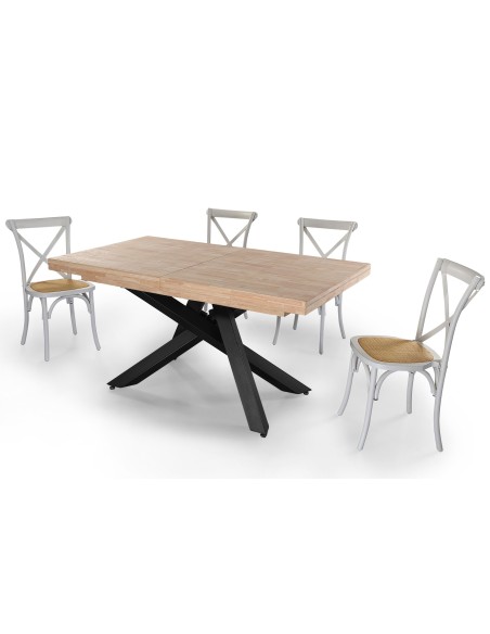 Mesa Comedor Extensible Xena 160 - 200 - 240 X 90 Cm  Roble Nordish / Negro