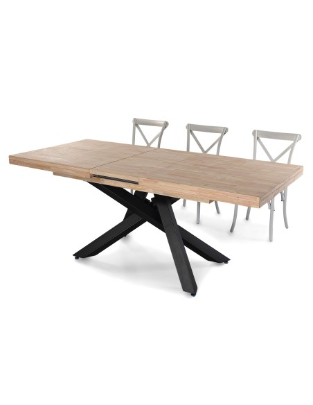 Mesa Comedor Extensible Xena 160 - 200 - 240 X 90 Cm  Roble Nordish / Negro