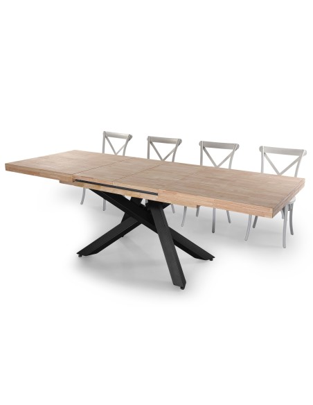 Mesa Comedor Extensible Xena 160 - 200 - 240 X 90 Cm  Roble Nordish / Negro