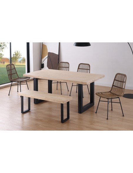 Mesa Comedor Fija Loft 180 X 100 Cm  Roble Nordish / Negro
