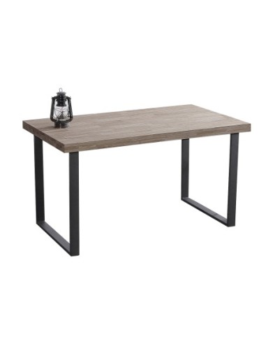 Mesa Comedor Fija Natural 140 X 80 Cm  Roble American / Negro