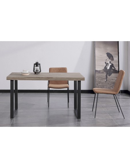 Mesa Comedor Fija Natural 140 X 80 Cm  Roble American / Negro