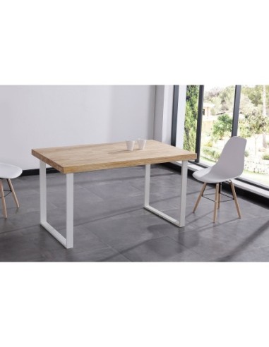 Mesa Comedor Fija Natural 140 X 80 Cm  Roble Nordish / Blanco