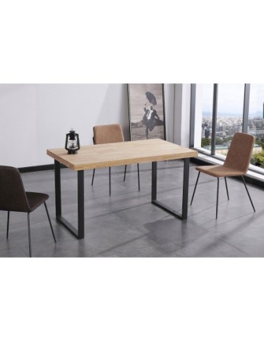 Mesa Comedor Fija Natural 140 X 80 Cm  Roble Nordish / Negro