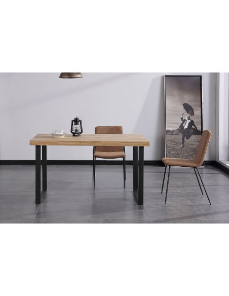 Mesa Comedor Fija Natural 140 X 80 Cm  Roble Nordish / Negro