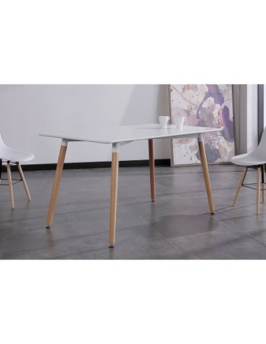 Mesa Comedor Fija Nordika 120 X 80 Cm  Blanco / Haya